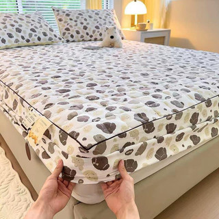 Bộ Ga gối cotton Ga trần đũi chun trần bông kèm 2 vỏ gối đầu cao cấp cho đệm dưới 20cm
