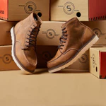 Giày Boots Cổ Cao Tăng Chiều Cao Nam Moctoe Da Bò Sáp Đế Khâu Mckay, Có Lót Massage - Work Boots Thương Hiệu Steeler — ảnh 5
