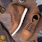 Giày Boots Cổ Cao Tăng Chiều Cao Nam Moctoe Da Bò Sáp Đế Khâu Mckay, Có Lót Massage - Work Boots Thương Hiệu Steeler — ảnh 3