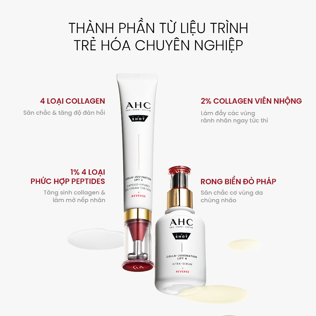 Ảnh Bộ đôi AHC Tinh chất Serum (40ML) và Kem mắt cho mặt (30ML) chống lão hóa săn chắc da PROSHOT COLLA-JUVENATION LIFT 4 4