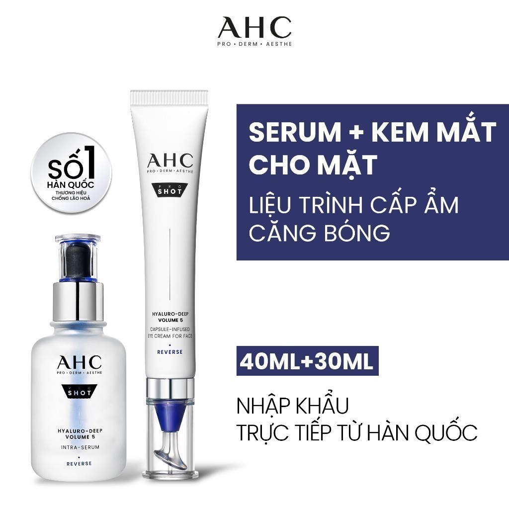 Ảnh Bộ đôi Tinh chất Serum AHC (40ML) + Kem mắt cho mặt cấp ẩm căng bóng mờ nếp nhăn AHC(30ML) PROSHOT HYALURO-DEEP VOLUME 5 2