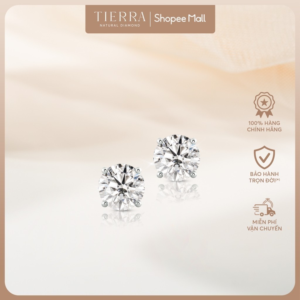 [CHAT TRƯỚC KHI ĐẶT] Bông Tai Tierra Stud BBT1103, Vàng Trắng 10K/ 14K, Với Thiết Kế Đơn Giản, Sang Trọng