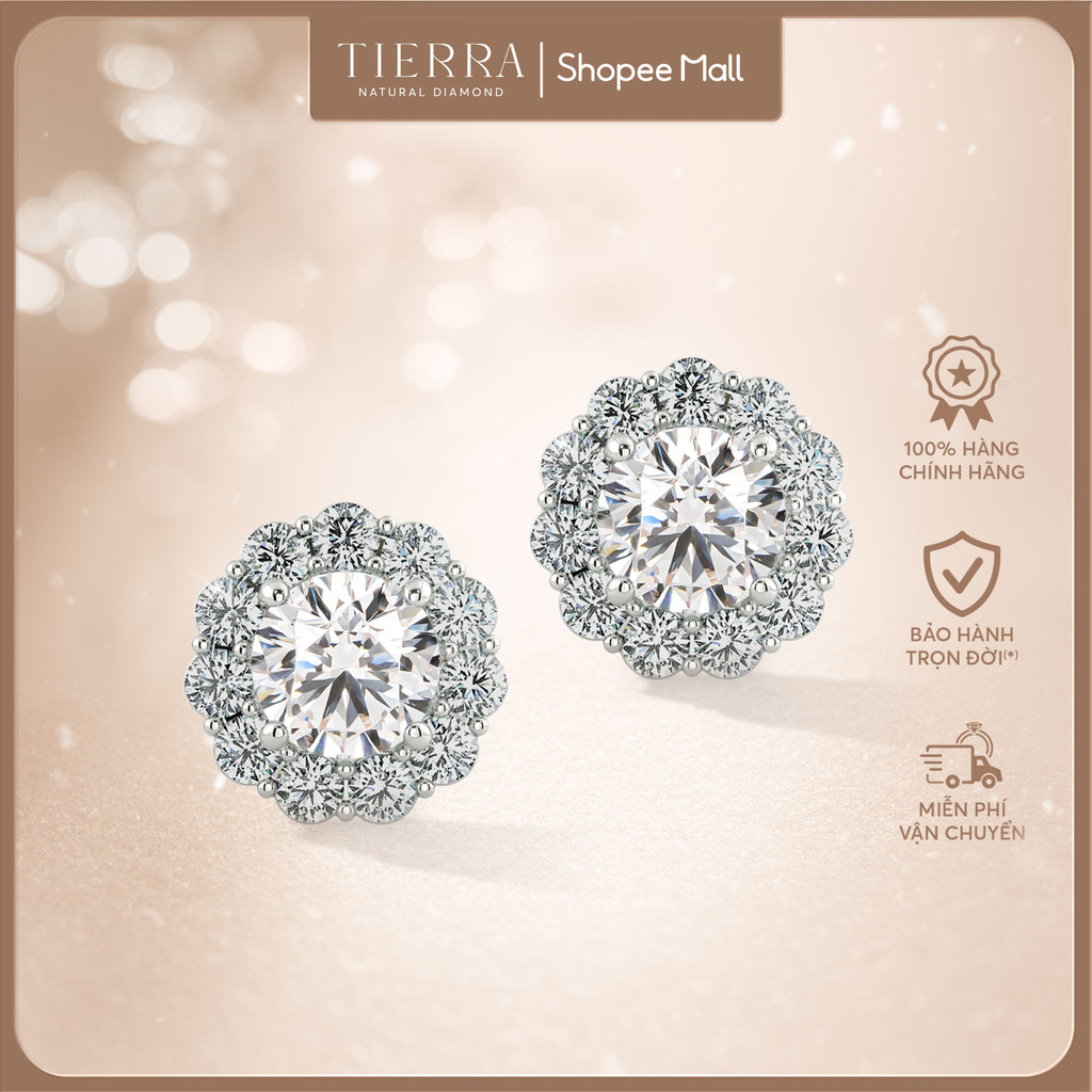 [CHAT TRƯỚC KHI ĐẶT] Bông Tai Halo Hoa BTA2109, Vàng 14K/ 18K, Đính Đá CZ, Thiết Kế Sang Trọng, Phụ Kiện Trang Sức Nữ