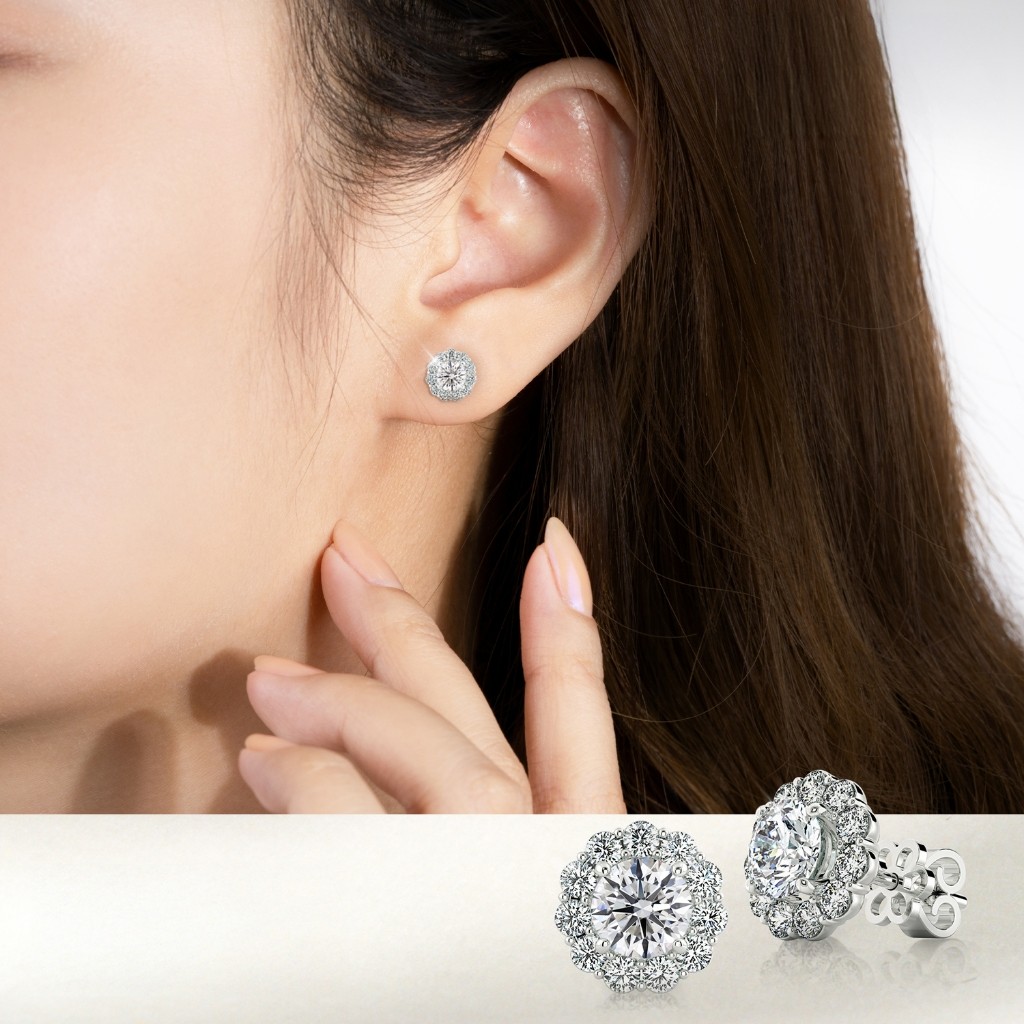 [CHAT TRƯỚC KHI ĐẶT] Bông Tai Halo Hoa BTA2109, Vàng 14K/ 18K, Đính Đá CZ, Thiết Kế Sang Trọng, Phụ Kiện Trang Sức Nữ