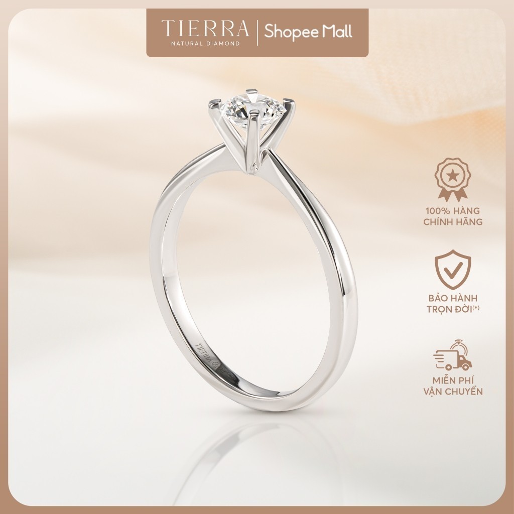[CHAT TRƯỚC KHI ĐẶT] Nhẫn Cầu Hôn Tierra My Amour BCH1103 Vàng 10K 14K 18K, Đính Chủ 4.5mm Thiết Kế Trơn Thanh Lịch
