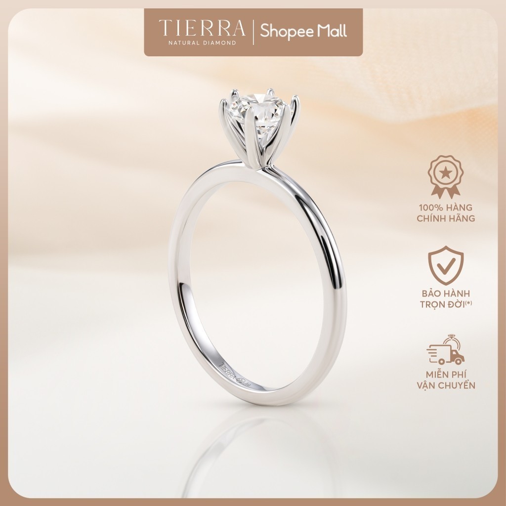 [CHAT TRƯỚC KHI ĐẶT] Nhẫn Cầu Hôn Tierra BCH1101 Vàng 10K 14K 18K, Thiết Kế Đai Trơn Đơn Giản, Đính Chủ CZ 4.5mm
