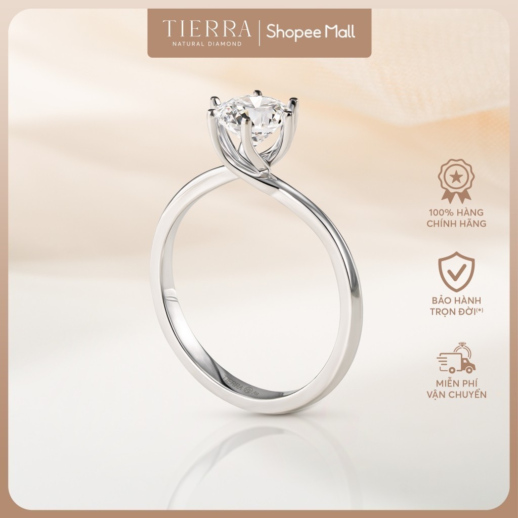 [CHAT TRƯỚC KHI ĐẶT] Nhẫn Cầu Hôn Tierra Keelin NCH1417 Vàng 14K 18K Đính Đá CZ Thiết Kế Đường Xoắn Mềm Mại Nữ Tính