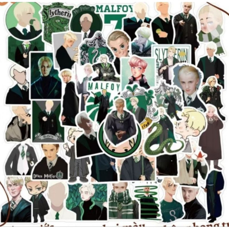 Set combo 50 miếng dán sticker Draco Malfoy dán nón mũ bảo hiểm laptop ...