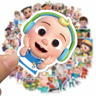 Set combo 50 miếng dán sticker thiếu nhi COCOMELON JJ chống thấm nước dán nón mũ bảo hiểm laptop vali sổ sách
