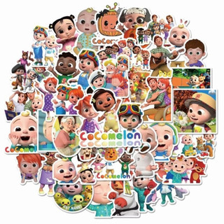 Set combo 50 miếng dán sticker thiếu nhi COCOMELON JJ chống thấm nước dán nón mũ bảo hiểm laptop vali sổ sách