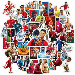 Set 10 30 50 sticker cầu thủ bóng đá Ronaldo dán nón mũ bảo hiểm laptop vali sổ tay đàn guitar điện thoại xe máy tủ