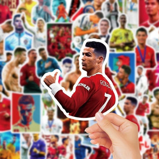 Set 10 30 50 sticker cầu thủ bóng đá Ronaldo dán nón mũ bảo hiểm laptop vali sổ tay đàn guitar điện thoại xe máy tủ