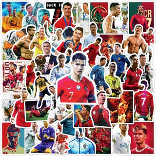 Set 10 30 50 sticker cầu thủ bóng đá Ronaldo dán nón mũ bảo hiểm laptop vali sổ tay đàn guitar điện thoại xe máy tủ
