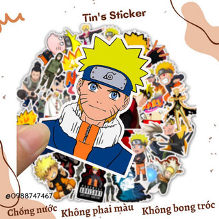 Set combo 50 sticker decal Naruto chống thấm nước dán mũ bảo hiểm laptop xe máy vali