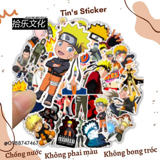 Set combo 50 sticker decal Naruto chống thấm nước dán mũ bảo hiểm laptop xe máy vali