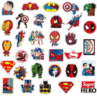 Set 10 30 50 stickers siêu anh hùng dán nón mũ bảo hiểm laptop vali sổ tay đàn guitar điện thoại tủ lạnh xe máy
