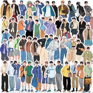 Set 10 30 50 stickers chàng trai năng động thời trang đa phong cách dán nón mũ bảo hiểm laptop vali sổ tay đàn guitar