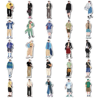Set 10 30 50 stickers chàng trai năng động thời trang đa phong cách dán nón mũ bảo hiểm laptop vali sổ tay đàn guitar