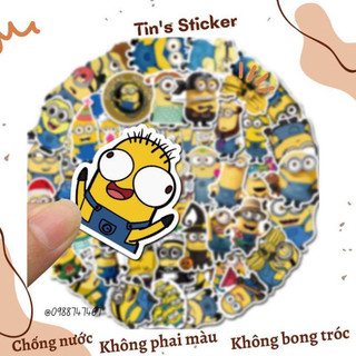 Set 10 30 50 sticker MINIONS chống thấm nước decal dán nón bảo hiểm laptop xe máy đàn guitar bình giữ nhiệt