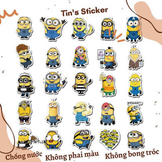 Set 10 30 50 sticker MINIONS chống thấm nước decal dán nón bảo hiểm laptop xe máy đàn guitar bình giữ nhiệt