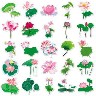 Set 10 30 50 sticker hoa sen dán nón mũ bảo hiểm laptop vali sổ tay đàn guitar điện thoại tủ lạnh xe máy