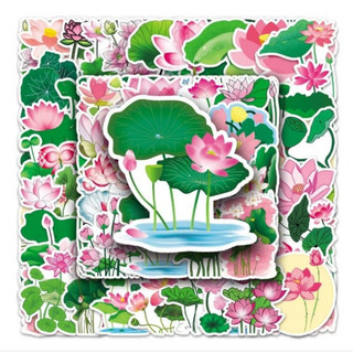 Set 10 30 50 sticker hoa sen dán nón mũ bảo hiểm laptop vali sổ tay đàn guitar điện thoại tủ lạnh xe máy