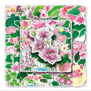 Set 10 30 50 sticker hoa sen dán nón mũ bảo hiểm laptop vali sổ tay đàn guitar điện thoại tủ lạnh xe máy