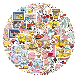 Set 18 54 90 sticker bọt biển SpongeBob dán nón mũ bảo hiểm laptop vali sổ tay đàn guitar điện thoại xe máy tủ lạnh