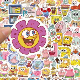 Set 18 54 90 sticker bọt biển SpongeBob dán nón mũ bảo hiểm laptop vali sổ tay đàn guitar điện thoại xe máy tủ lạnh