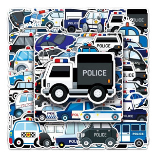 Set 10/30/50 miếng dán sticker phương tiện giao thông xe cảnh sát dán nón mũ bảo hiểm laptop vali sổ tay đàn guitar