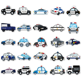 Set 10/30/50 miếng dán sticker phương tiện giao thông xe cảnh sát dán nón mũ bảo hiểm laptop vali sổ tay đàn guitar