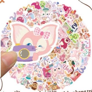Set combo 100 miếng dán sticker Duffy Lina Bell Lotso chống thấm nước dán nón mũ bảo hiểm laptop vali sổ sách xe máy đàn