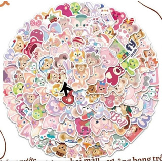 Set combo 100 miếng dán sticker Duffy Lina Bell Lotso chống thấm nước dán nón mũ bảo hiểm laptop vali sổ sách xe máy đàn