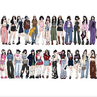 Set 12 36 60 stickers cô gái mocha thời trang đa phong cách dán nón mũ bảo hiểm laptop vali sổ tay đàn guitar điện thoại