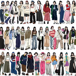 Set 12 36 60 stickers cô gái mocha thời trang đa phong cách dán nón mũ bảo hiểm laptop vali sổ tay đàn guitar điện thoại
