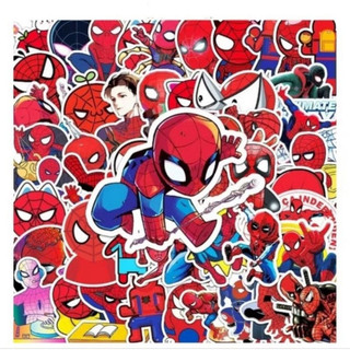 Combo 50 miếng dán sticker spider man hài hước dán nón mũ bảo hiểm laptop vali sổ tay đàn guitar điện thoại