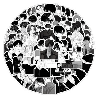 Set 10 30 50 stickers trai anime trắng đen dán nón mũ bảo hiểm laptop vali sổ tay đàn guitar điện thoại tủ lạnh xe máy