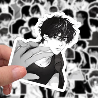 Set 10 30 50 stickers trai anime trắng đen dán nón mũ bảo hiểm laptop vali sổ tay đàn guitar điện thoại tủ lạnh xe máy