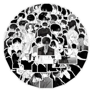 Set 10 30 50 stickers trai anime trắng đen dán nón mũ bảo hiểm laptop vali sổ tay đàn guitar điện thoại tủ lạnh xe máy