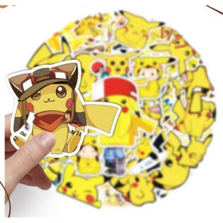 Set combo 50 miếng dán sticker Pikachu chống thấm nước dán nón mũ bảo hiểm laptop xe máy đàn guitar vali sổ sách