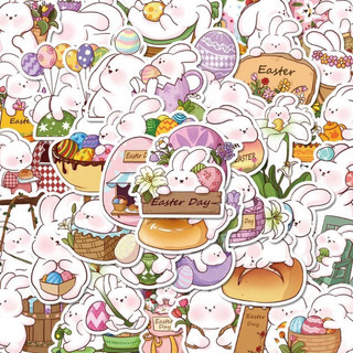 Set 10 30 50 sticker thỏ trứng phục sinh dán nón mũ bảo hiểm laptop vali sổ tay đàn guitar điện thoại xe máy tủ lạnh