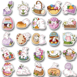 Set 10 30 50 sticker thỏ trứng phục sinh dán nón mũ bảo hiểm laptop vali sổ tay đàn guitar điện thoại xe máy tủ lạnh