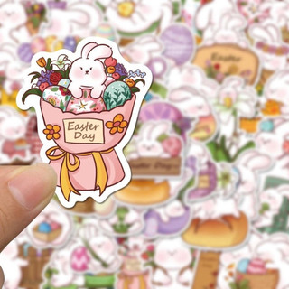 Set 10 30 50 sticker thỏ trứng phục sinh dán nón mũ bảo hiểm laptop vali sổ tay đàn guitar điện thoại xe máy tủ lạnh