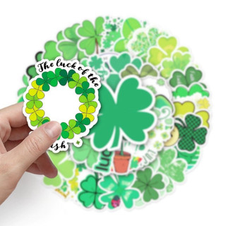 Set 10 30 50 sticker cỏ 3 lá và cỏ 4 lá may mắn dán nón mũ bảo hiểm laptop vali sổ tay đàn guitar điện thoại xe máy tủ