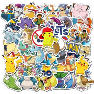 Set combo 50 sticker Pokemon chống thấm nước dán nón mũ bảo hiểm đàn guitar xe máy sổ sách