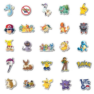 Set combo 50 sticker Pokemon chống thấm nước dán nón mũ bảo hiểm đàn guitar xe máy sổ sách