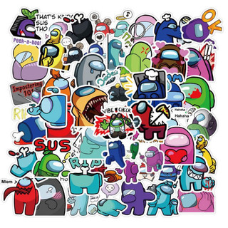 Combo 50 sticker decal Among Us chống thấm nước dán trang trí laptop vali mũ bảo hiểm xe máy đàn guitar.