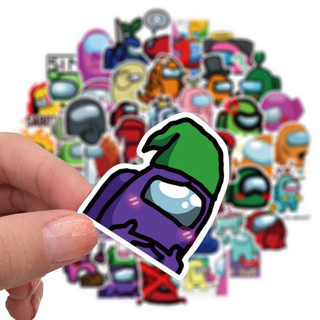 Combo 50 sticker decal Among Us chống thấm nước dán trang trí laptop vali mũ bảo hiểm xe máy đàn guitar.