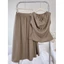 Set nâu áo cổ thuyền đổ sau dáng peplum xoè + chân váy tùng xoè có túi
