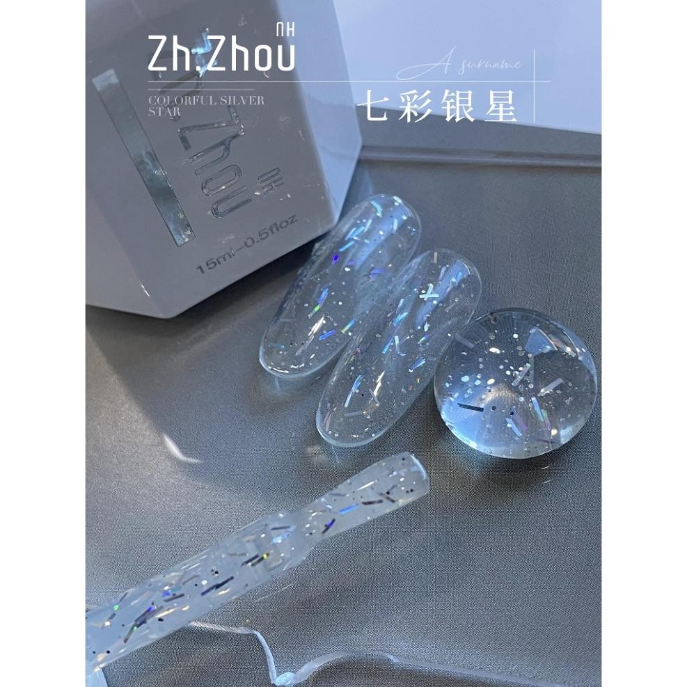 Sơn gel nhũ sợi hàn quốc . nhũ sợi 7 màu, sơn nhũ sợi trang trí móng . Zh.Zhou